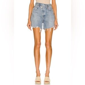 NWT Agolde Criss Cross Denim Shorts Light Blue